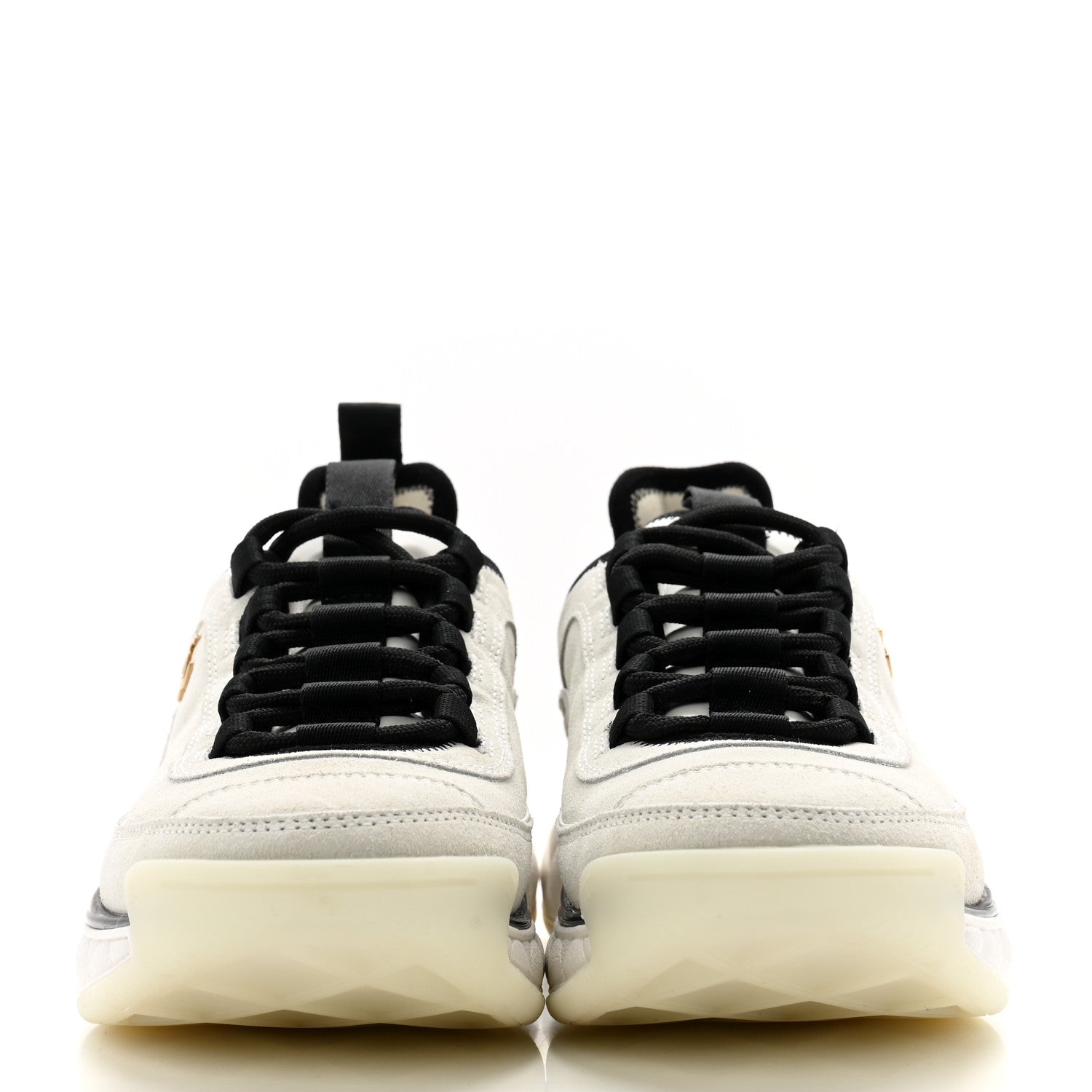 Chanel Suede Calfskin Nylon Grosgrain CC Sneakers 37.5 White 2 of 9