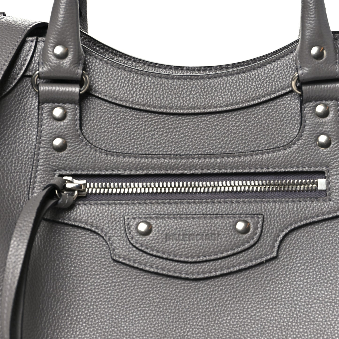 Grained Calfskin Neo Classic Silver Hardware Medium City Dark Grey