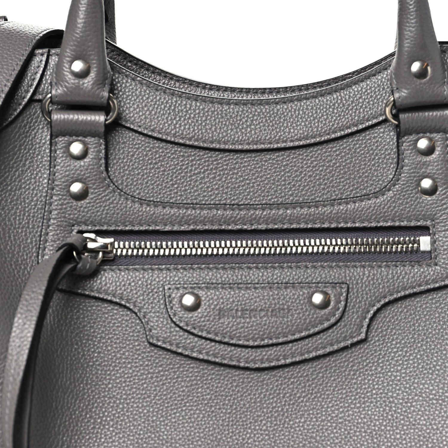 Balenciaga Grained Calfskin Neo Classic Silver Hardware Medium City Dark Grey 8 of 10