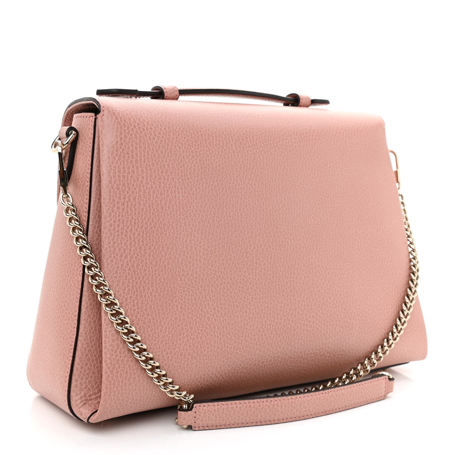 Dollar Calfskin Medium Interlocking G Top Handle Shoulder Bag Soft Pink