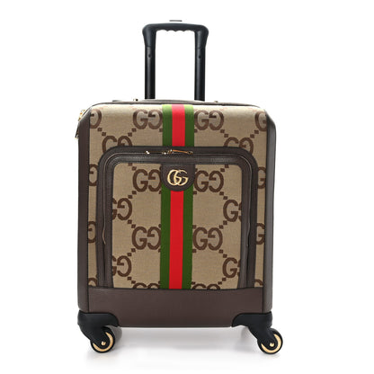 Gucci Monogram Jumbo GG Textured Dollar Calfskin Web Small Savoy Cabin Trolley Camel Ebony New Acero 1 of 9