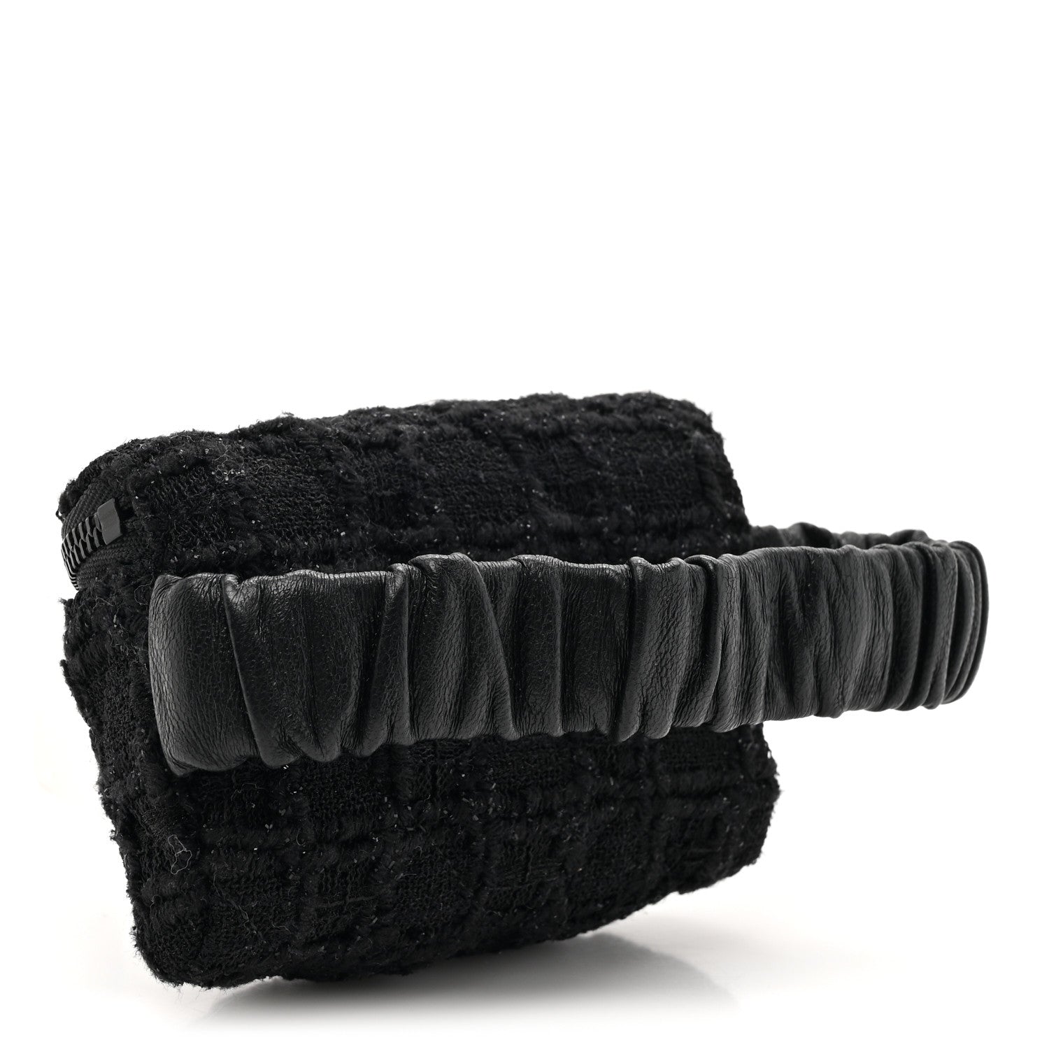 Chanel Tweed Lambskin Quilted Arm Coin Purse Black 3 of 7