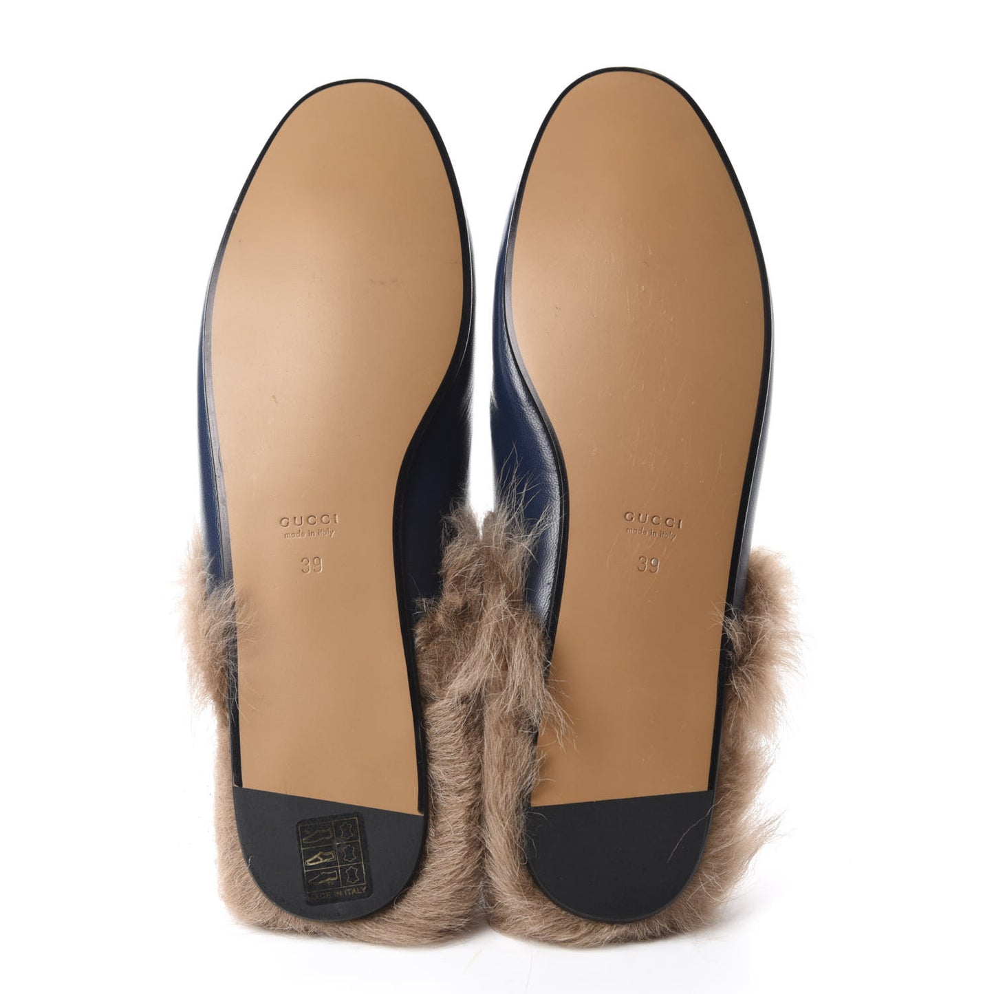 Malaga Kid Fur Womens Princetown Slippers 39 Blue Agata