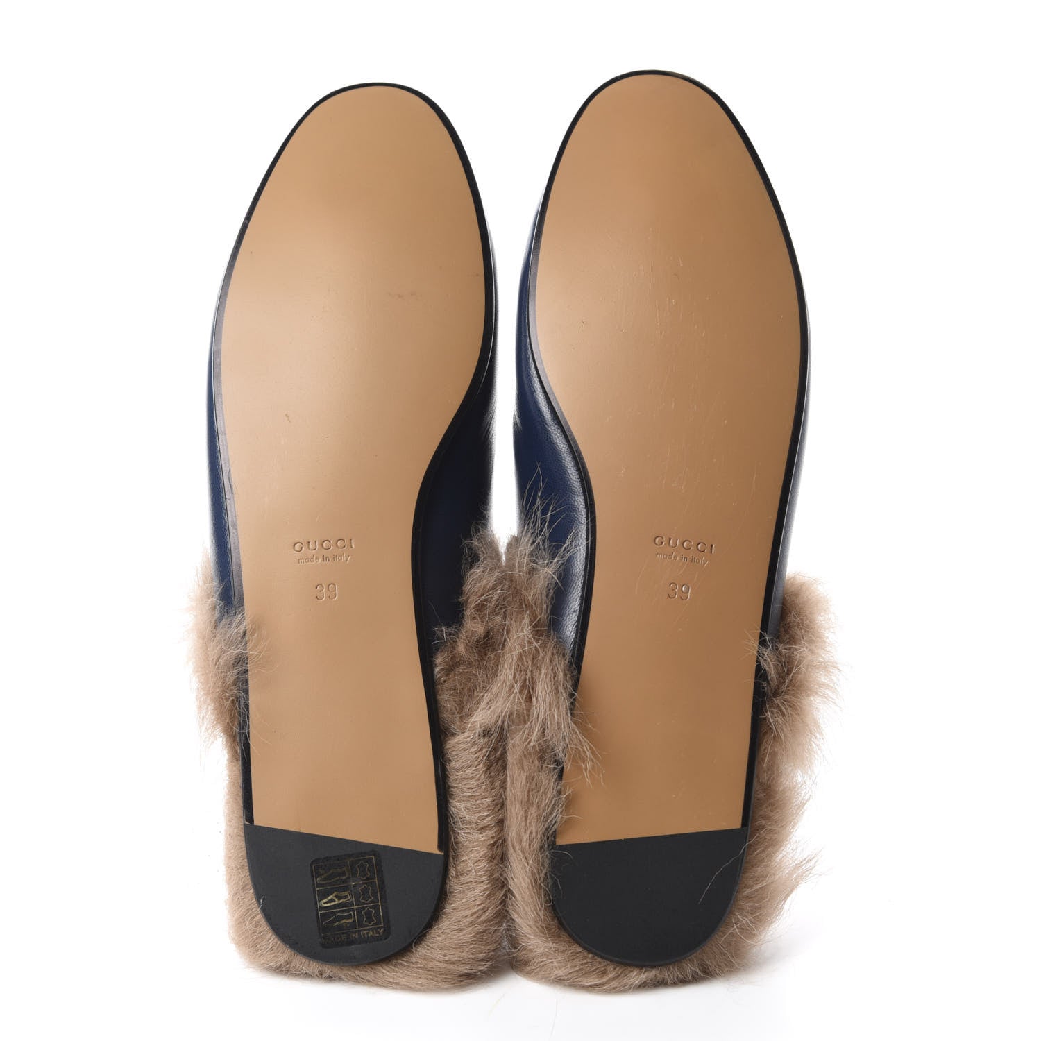 Gucci Malaga Kid Fur Womens Princetown Slippers 39 Blue Agata 6 of 9