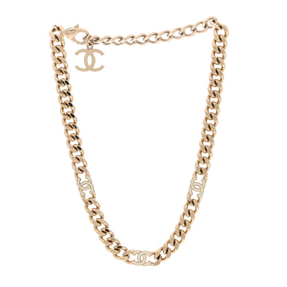 Chanel Metal Enamel Chain CC Choker Gold White 3 of 6