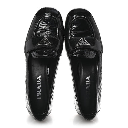 Prada Naplak Metal Triangle Logo 30mm Loafer Pumps 38 Black 2 of 9