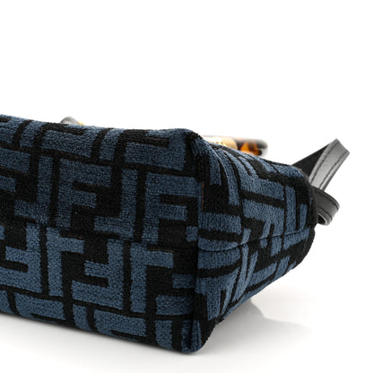 Fendi Chenille Vitello King Plexiglass FF Mini By The Way Top Handle Boston Bag Blue Black 10 of 10
