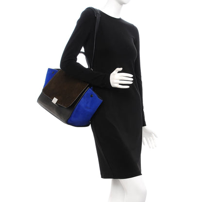 Celine Pony Hair Smooth Calfskin Tri-color Medium Trapeze Cobalt 2 of 17