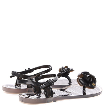Chanel Jelly Camellia Sandals 39 Black 4 of 7