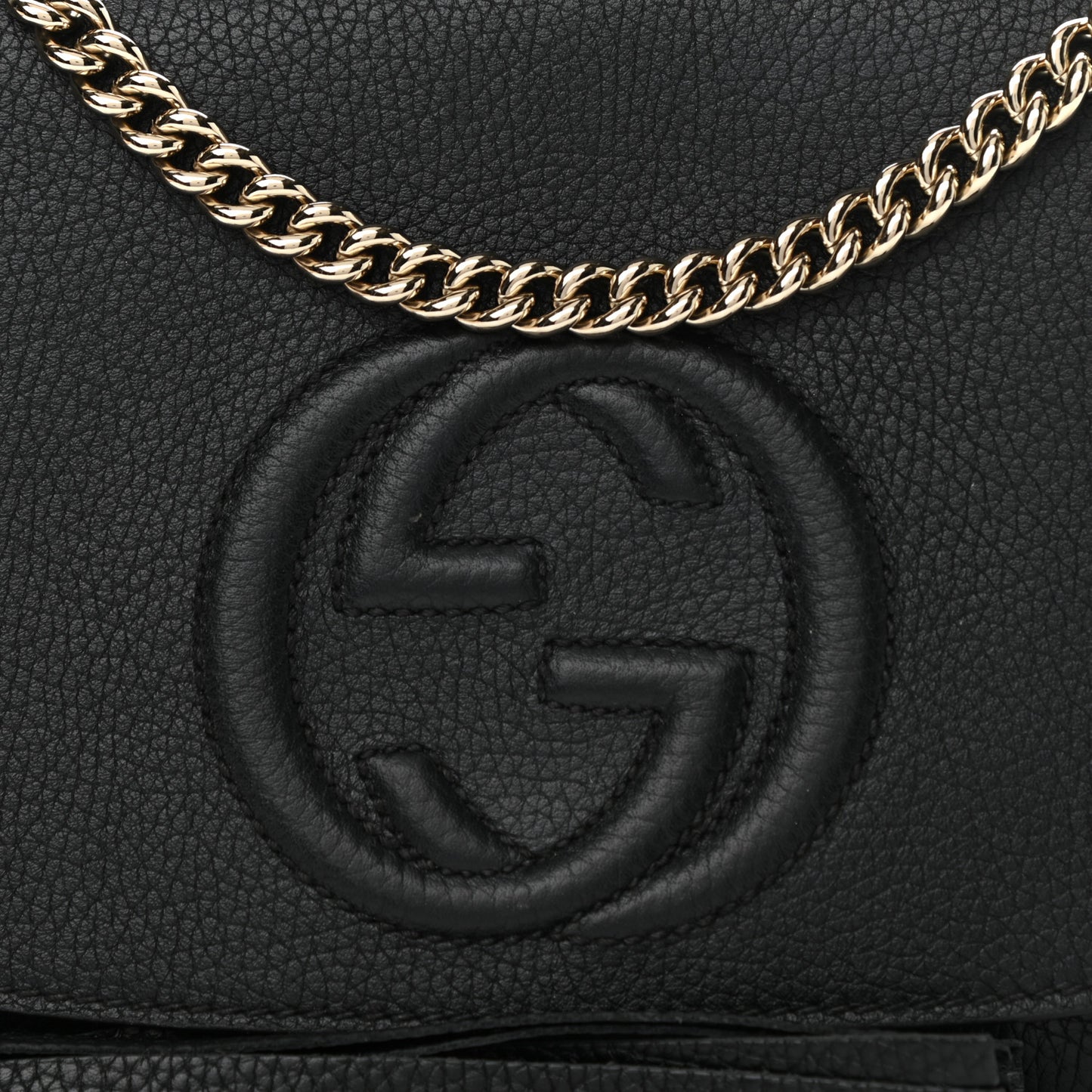 Pebbled Calfskin Medium Soho Flap Crossbody Black
