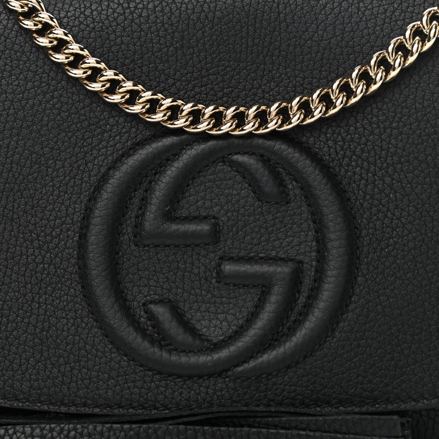 Gucci Pebbled Calfskin Medium Soho Flap Crossbody Black 8 of 10