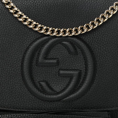 Gucci Pebbled Calfskin Medium Soho Flap Crossbody Black 8 of 10