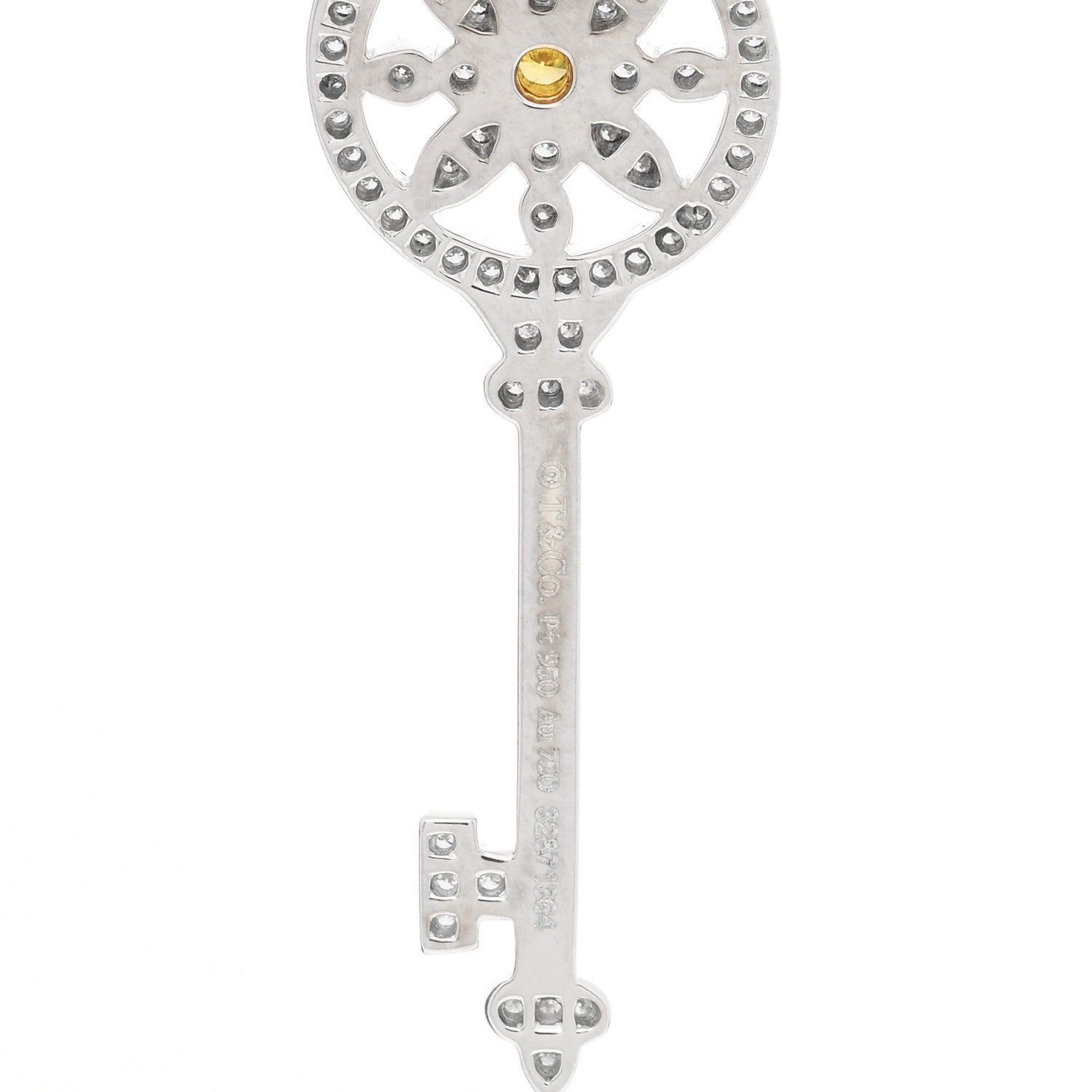 Tiffany Platinum 18K Yellow Gold Yellow Diamond Daisy Key Pendant 3 of 3