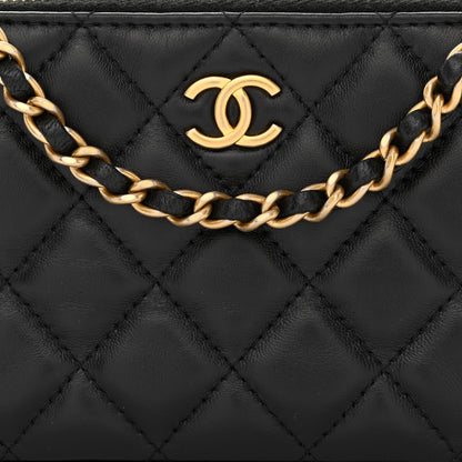 Chanel Lambskin Quilted Small Clutch With Chain Black 11 of 16