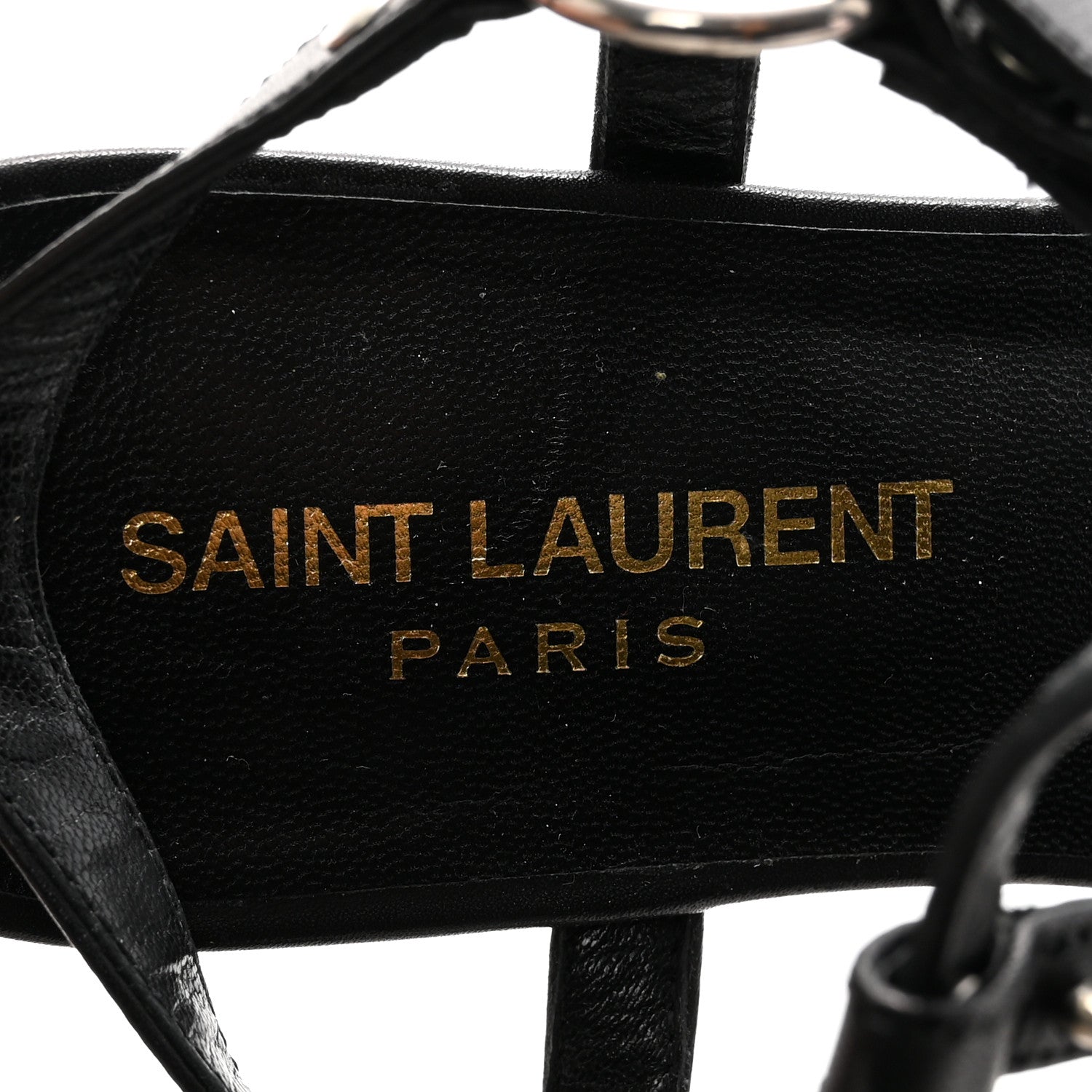 Saint Laurent Calfskin Studded Ankle Strap Sandals 36.5 Black 8 of 10