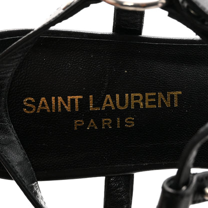 Saint Laurent Calfskin Studded Ankle Strap Sandals 36.5 Black 8 of 10