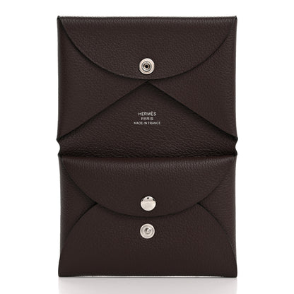 Hermes Evercolor Calvi Duo Card Case Chocolate 5 of 8