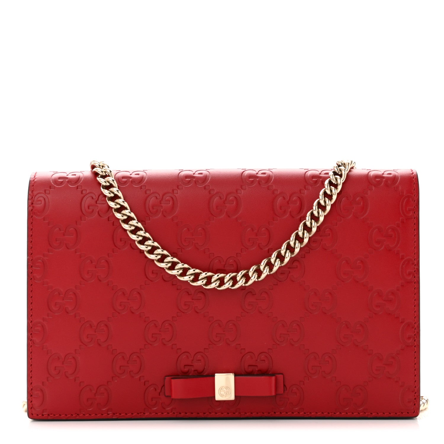 Gucci Guccissima Signature Bowy Chain Wallet Hibiscus Red 1 of 10