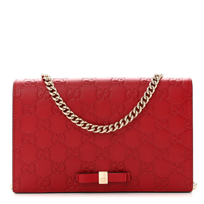 Gucci Guccissima Signature Bowy Chain Wallet Hibiscus Red 1 of 10