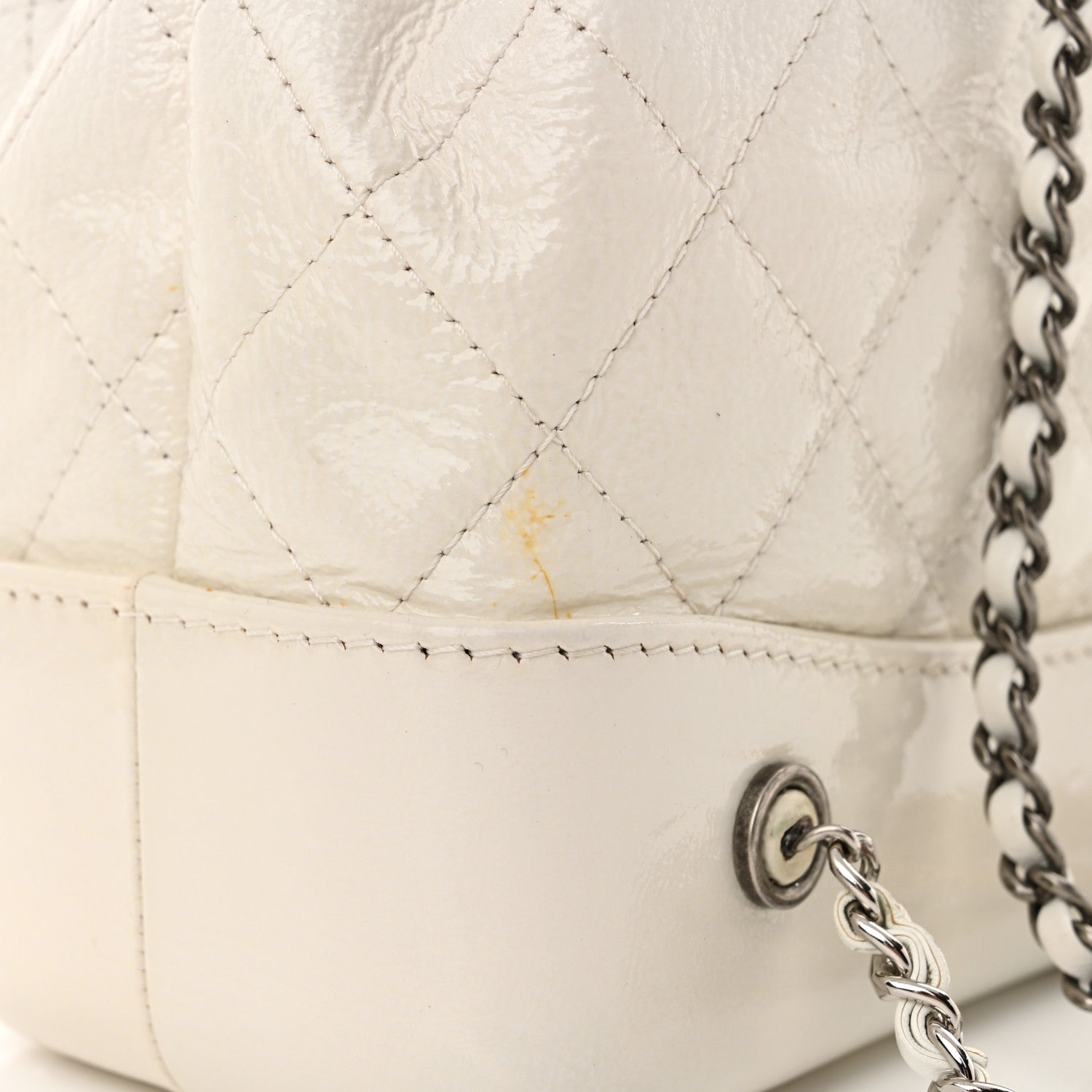 Chanel Patent Goatskin Quilted Small Gabrielle Backpack White 11 of 13