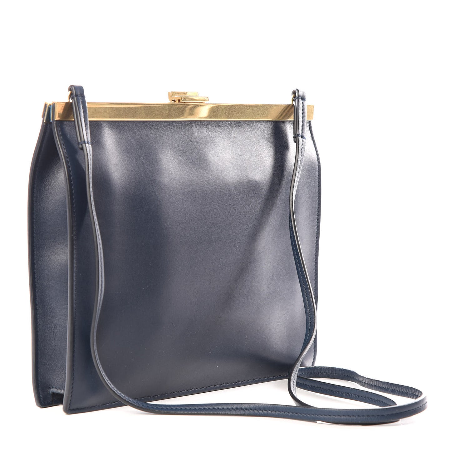Smooth Calfskin Mini Clasp Bag Navy
