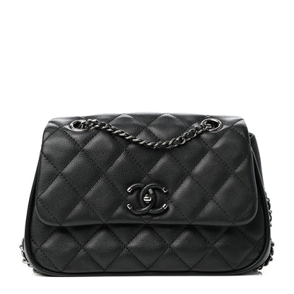 Chanel Calfskin Quilted Small Frame In Chain Flap Black 1 of 10