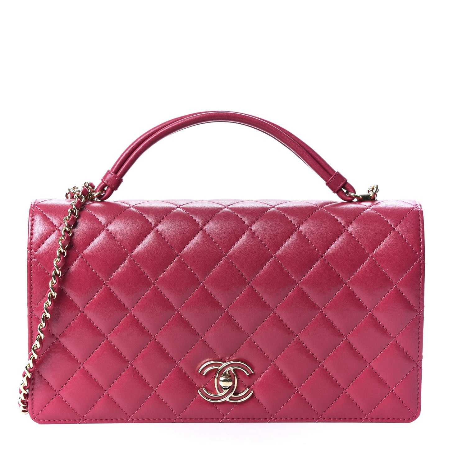 Lambskin Quilted Small Citizen Chic Flap Dark Pink