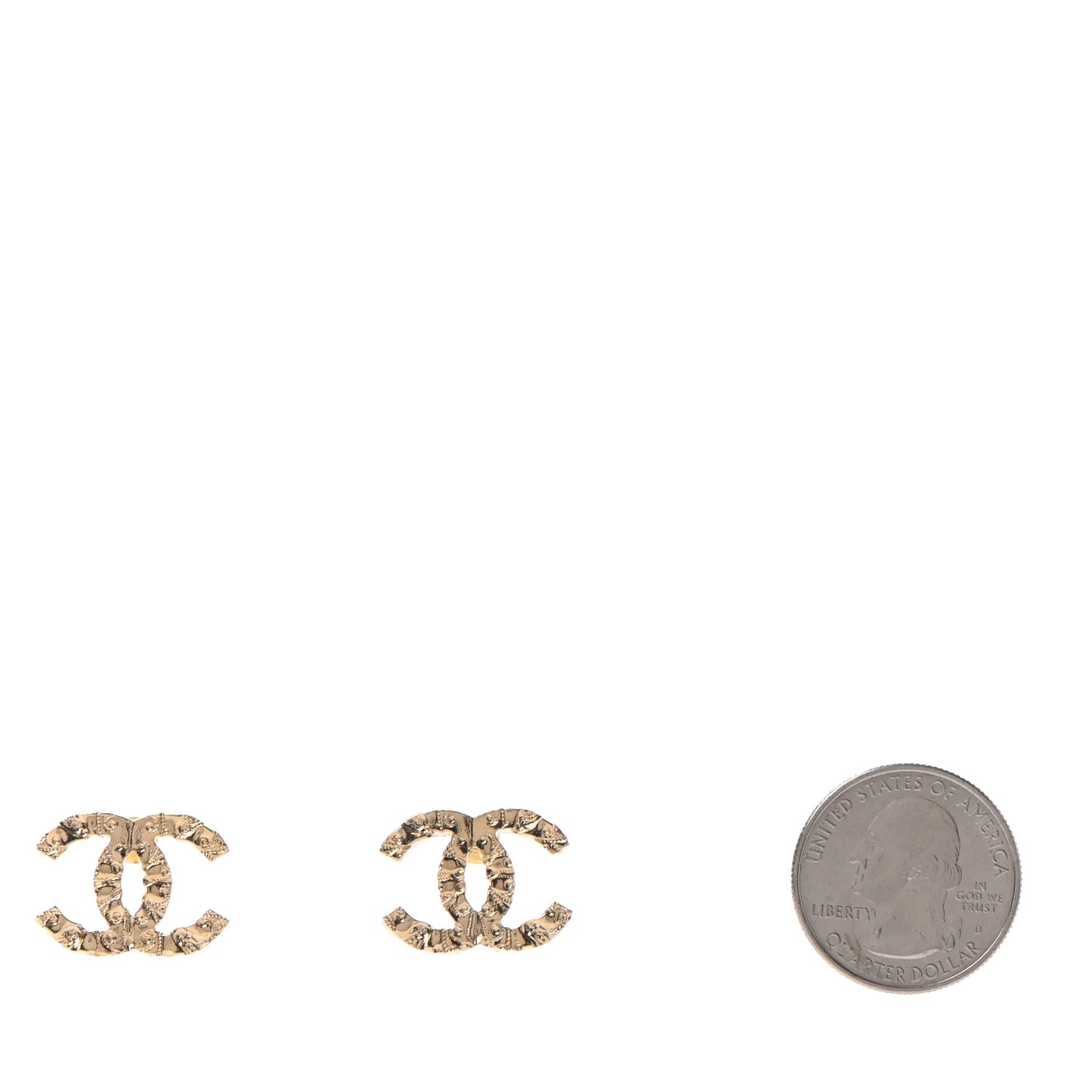 Metal Textured CC Earrings Gold