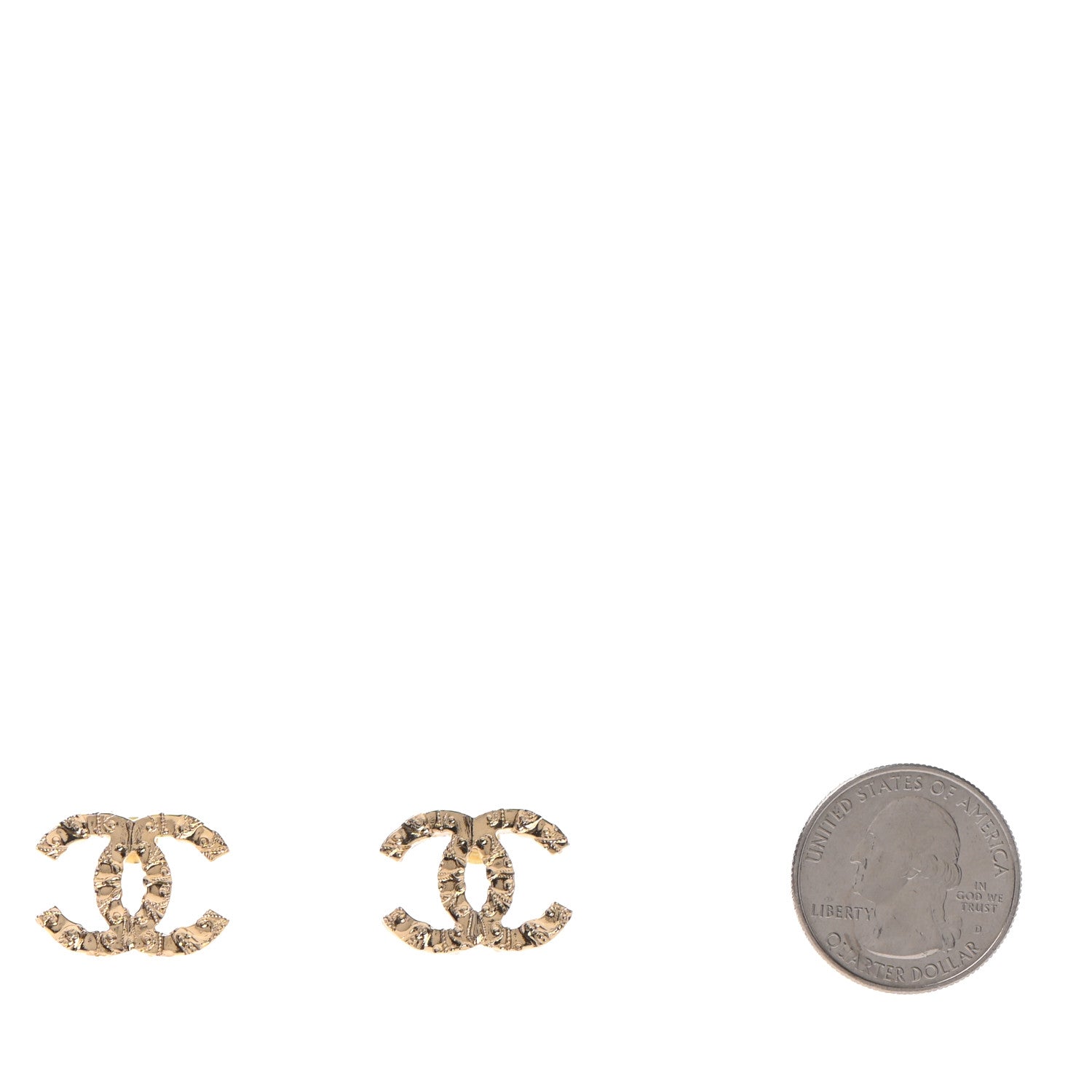 Chanel Metal Textured CC Earrings Gold 2 of 4