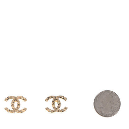 Chanel Metal Textured CC Earrings Gold 2 of 4