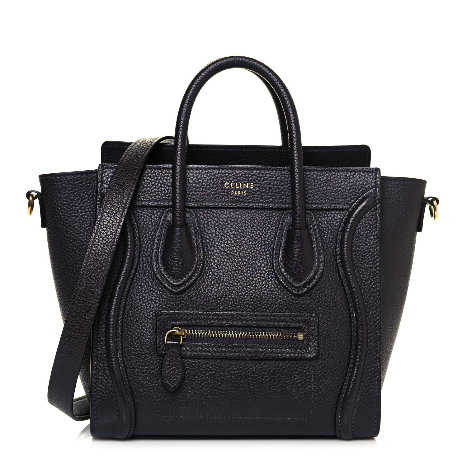 Celine Drummed Calfskin Nano Luggage Liquorice 1 of 14
