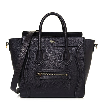 Celine Drummed Calfskin Nano Luggage Liquorice 1 of 14