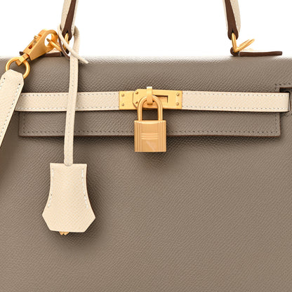 Hermes Epsom Bi-Color Horseshoe Kelly Sellier 25 Gris Asphalte Craie 8 of 11