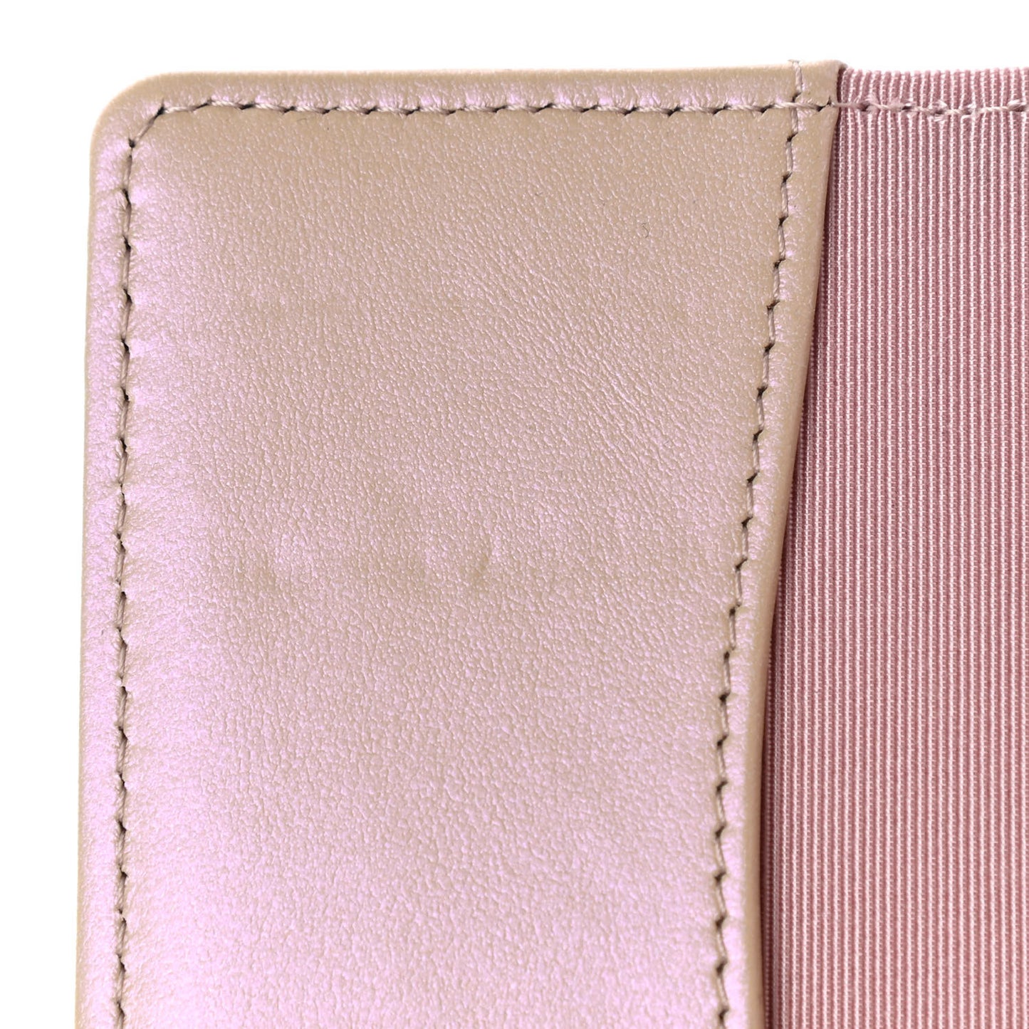 Iridescent Calfskin Quilted Classic 4 Key Holder Wallet Pink