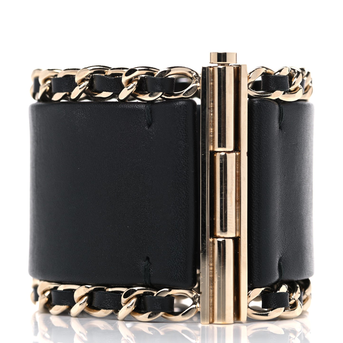 Lambskin Chain CC Cuff Black Gold