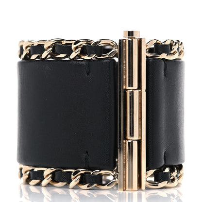 Chanel Lambskin Chain CC Cuff Black Gold 5 of 13
