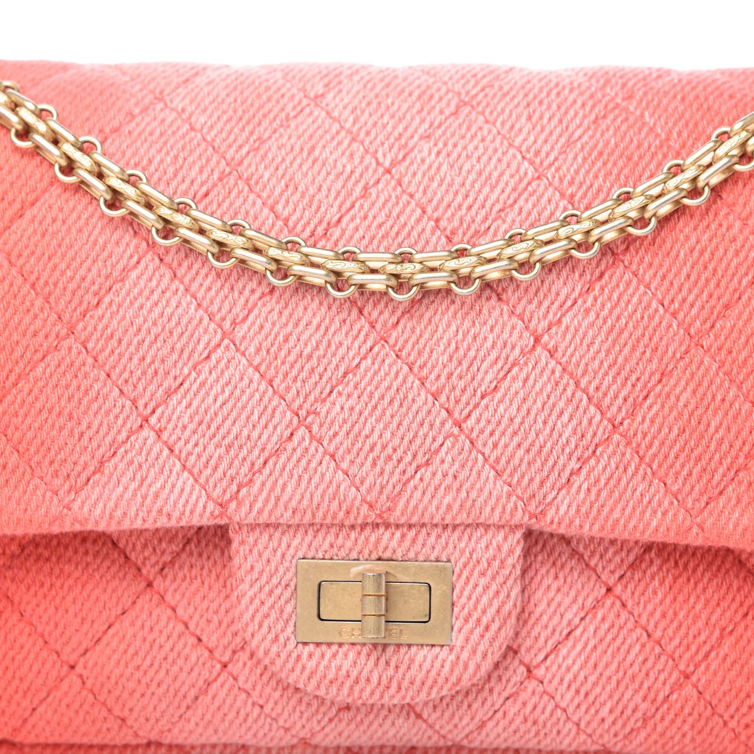 Chanel Ombre Denim Quilted 2.55 Reissue 225 Flap Coral 10 of 10