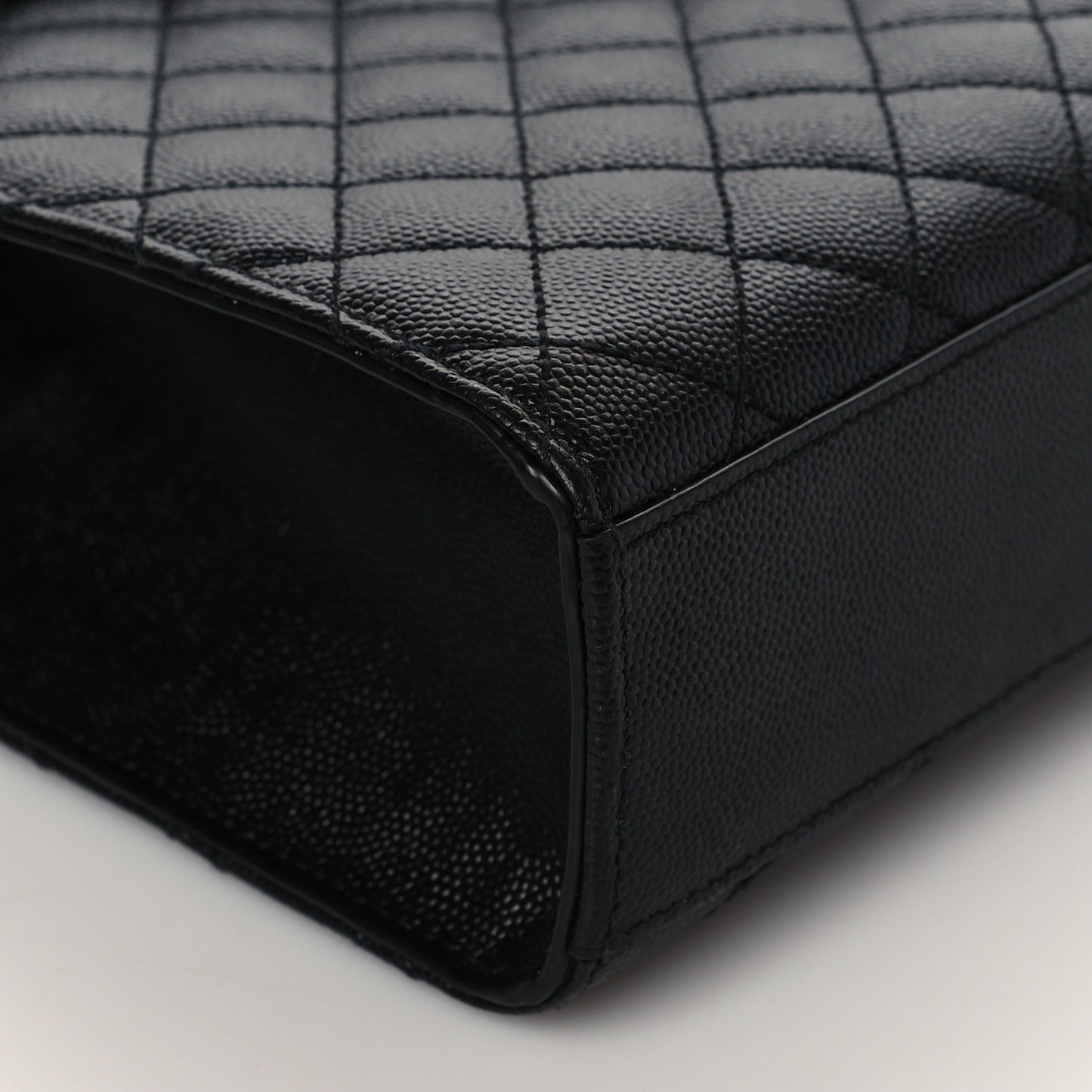 Grain De Poudre Textured Mixed Matelasse Large Triquilt Monogram Monochrome Satchel Black