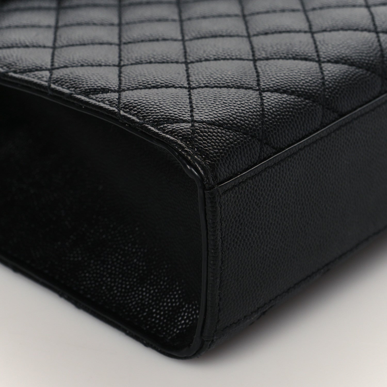 Saint Laurent Grain De Poudre Textured Mixed Matelasse Large Triquilt Monogram Monochrome Satchel Black 8 of 9