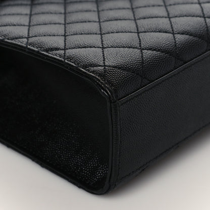 Saint Laurent Grain De Poudre Textured Mixed Matelasse Large Triquilt Monogram Monochrome Satchel Black 8 of 9