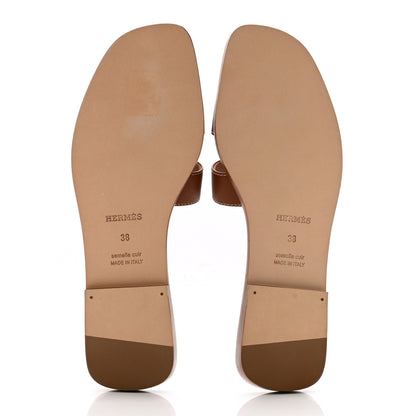 Hermes Box Calfskin Oran Sandals 38 Gold 5 of 10