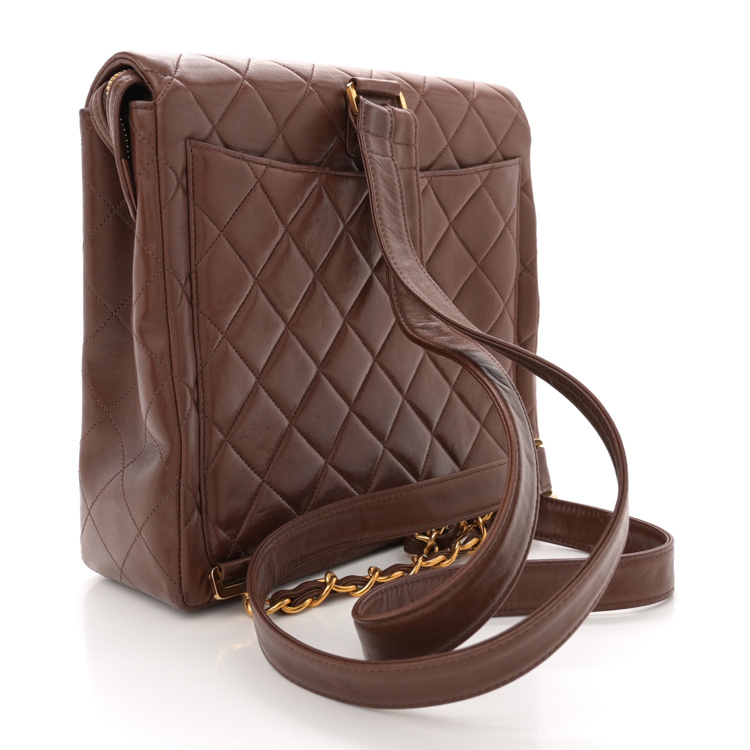 Chanel Lambskin Quilted Backpack Brown 3 of 10