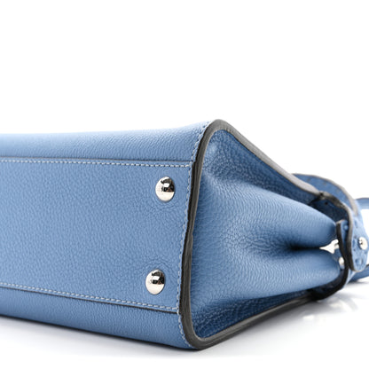 Fendi Cuoio Romano Selleria Macro Stitchings Mini Peekaboo Iconic Satchel Placca Argento Blue 10 of 10