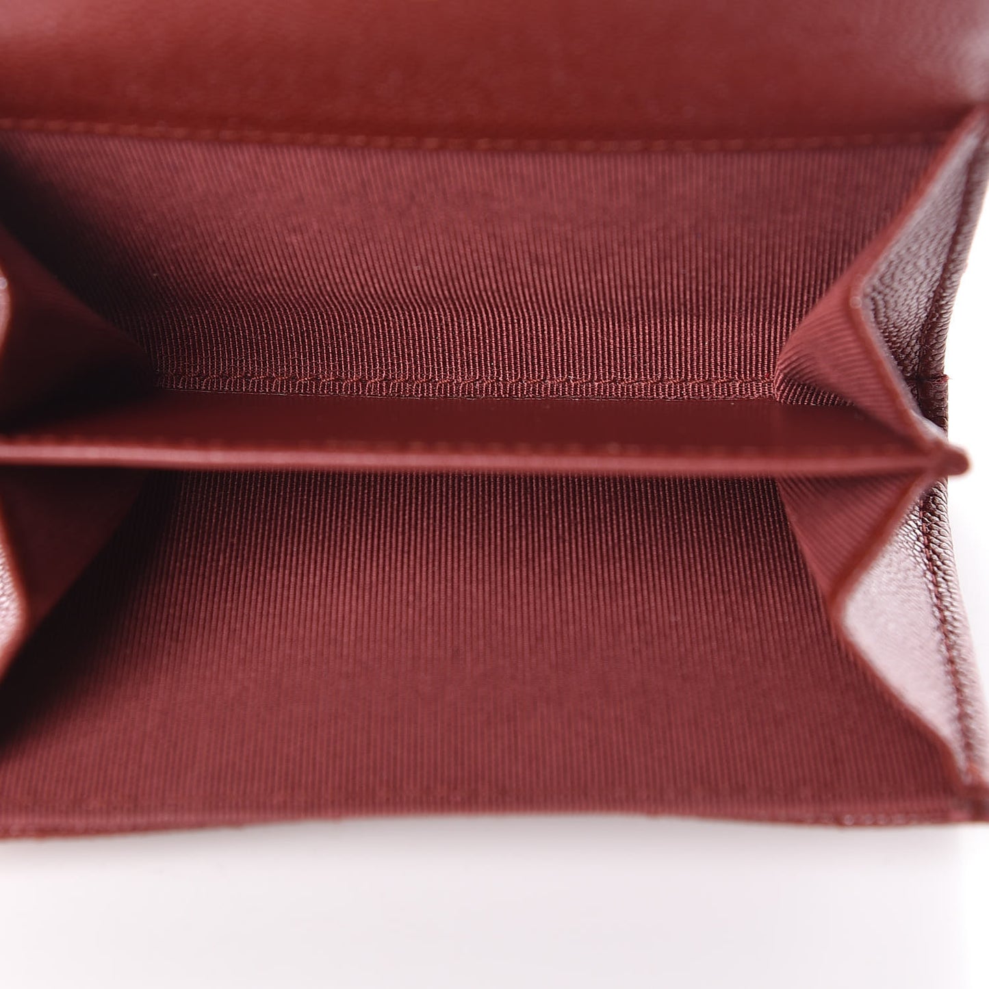 Iridescent Caviar Quilted Flap Card Holder Wallet Burgundy