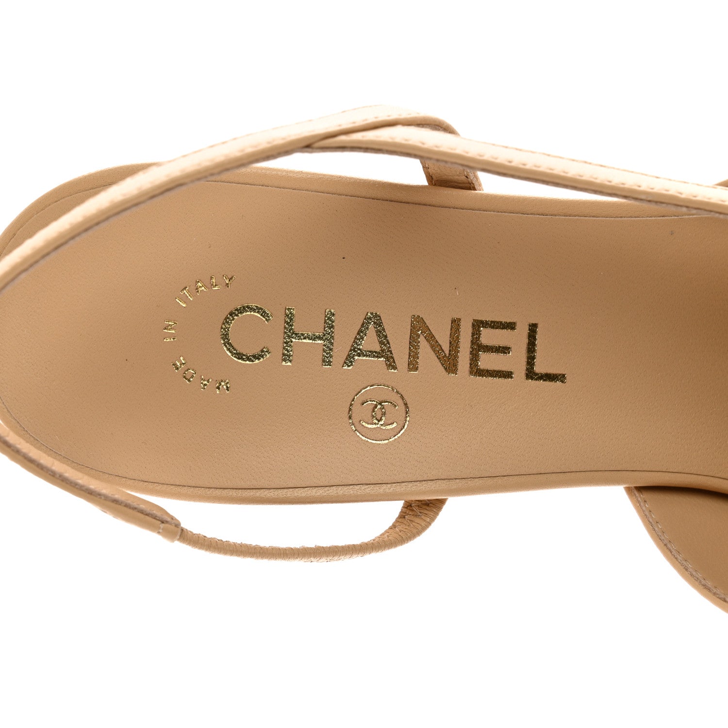 Chanel Goatskin Grosgrain Cap Toe CC Slingback Pumps 39 Beige Black 7 of 9