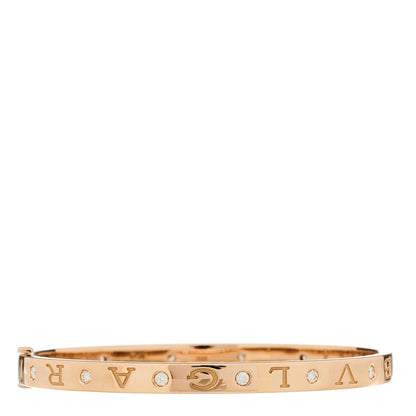 Bulgari 18K Rose Gold 12 Diamond B.Zero1 Essential Bangle Bracelet M 2 of 3