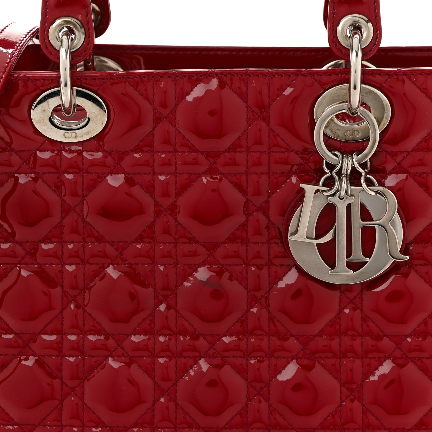 Patent Cannage Large Lady Dior Red