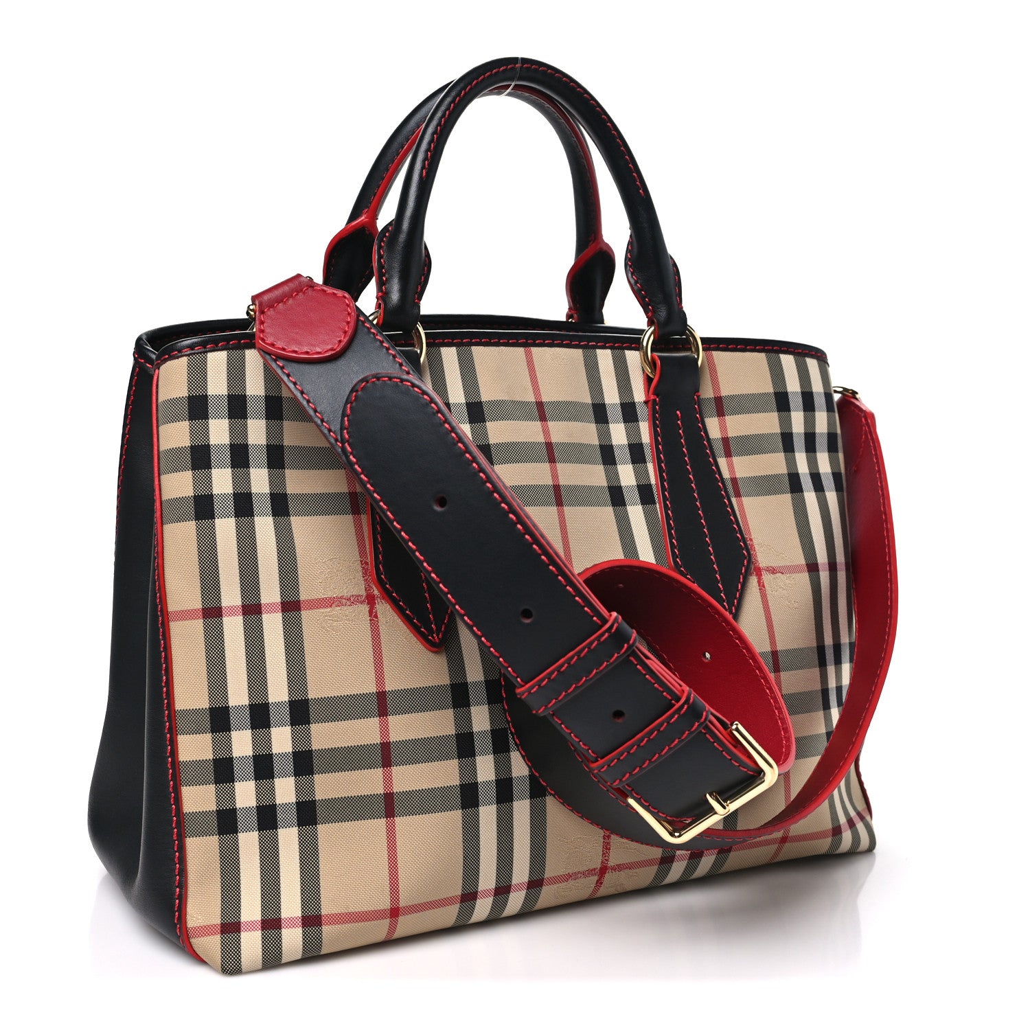 Burberry Horseferry Check Medium Ballingdon Tote Honey Black 3 of 9