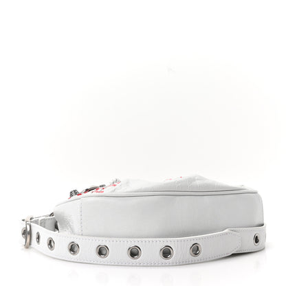 Balenciaga Agneau Arena Lunar New Year Graffiti Logo Le Cagole Shoulder Bag XS Optic White 5 of 11