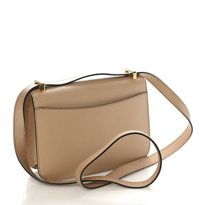 Prada Saffiano Cuir Triangle Embleme Flap Shoulder Bag Sabbia 3 of 10